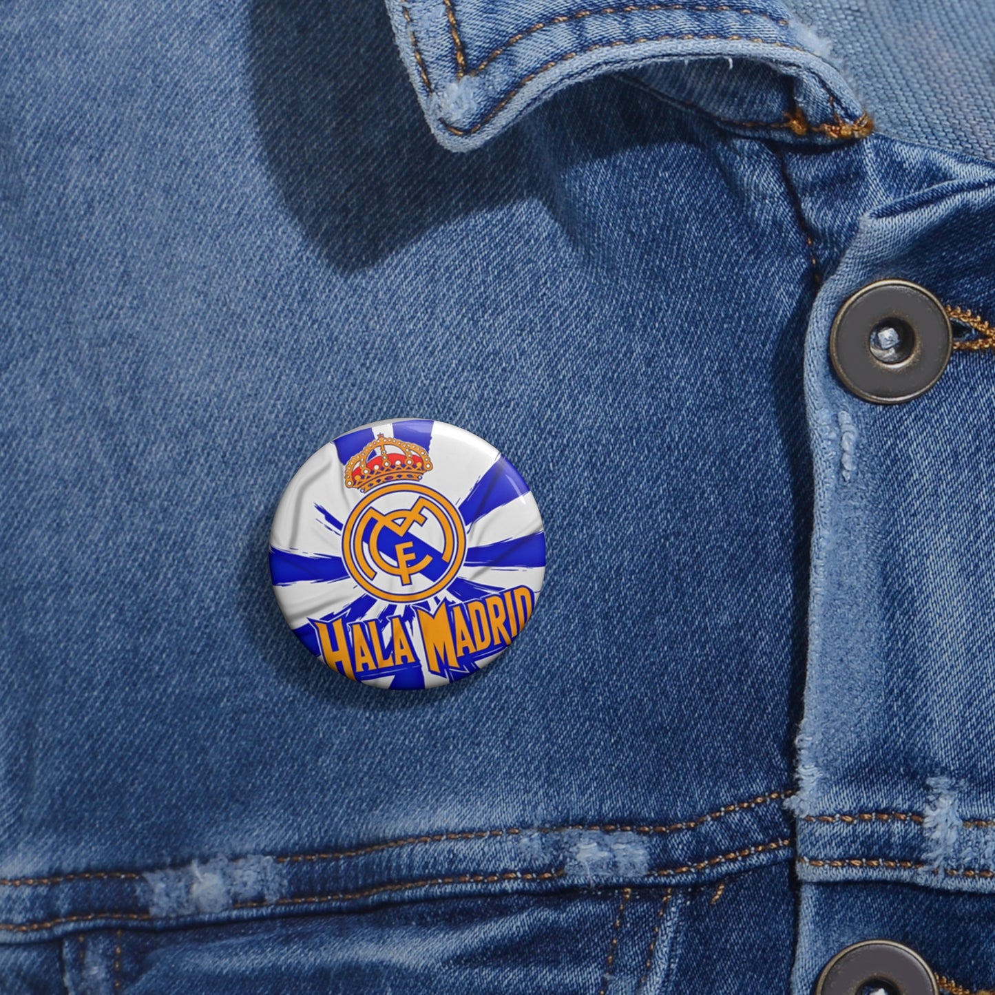 Custom Pin Buttons - Hala Madrid Football Badge - Perfect for Fans and Collectors